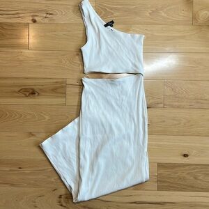 Lulu's White One-Shoulder Midi Dress